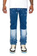 Indigo jeans stacking at the ankle