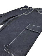 Baggy Fit Raw Denim Cargo Jeans