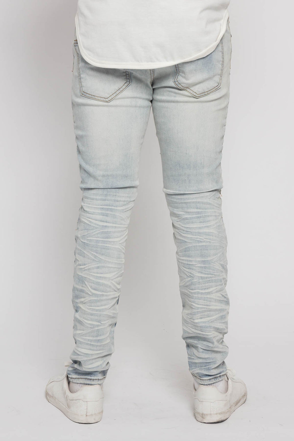 Creased Biker Denim Jeans