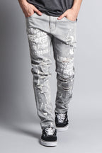 Scribbled Bleach Washed Jeans