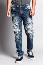 Men's Distressed Double Striped Skinny Jeans