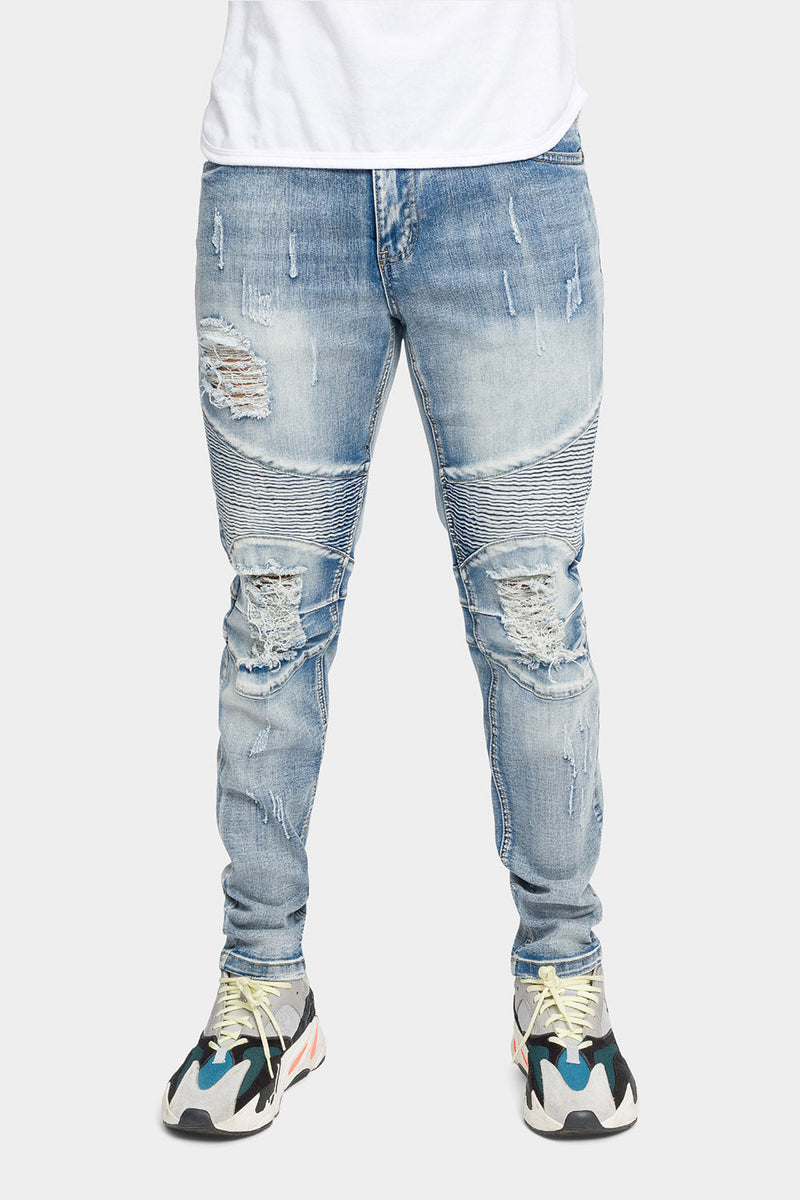 Scrunched slim jeans in indigo