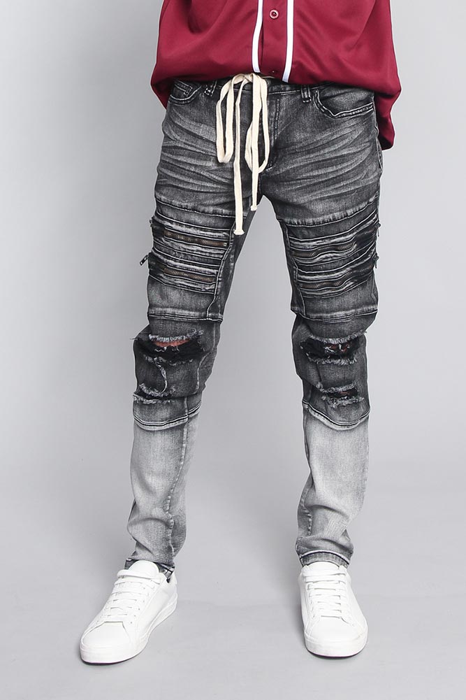 Dip dyed jeans deepening toward the ankle
