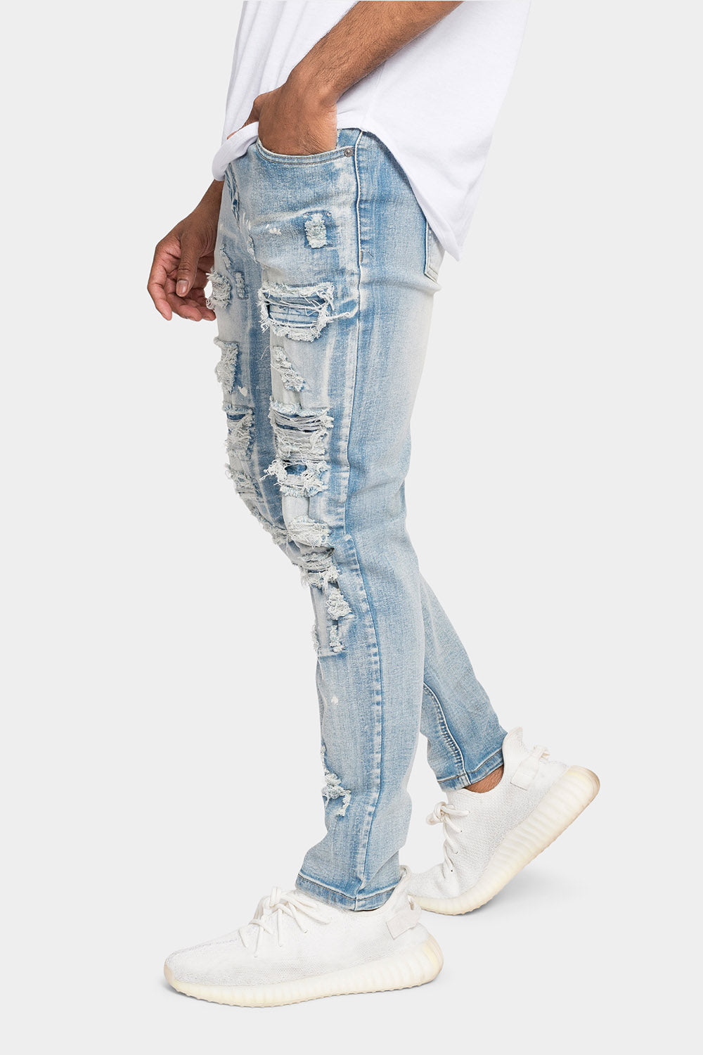 Patched backing behind a distressed opening