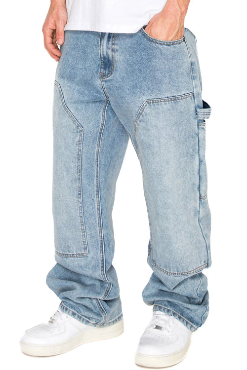 Baggy carpenter jeans in washed denim