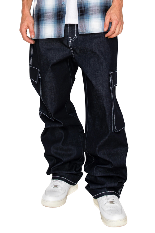 White contrast stitching along the seam
