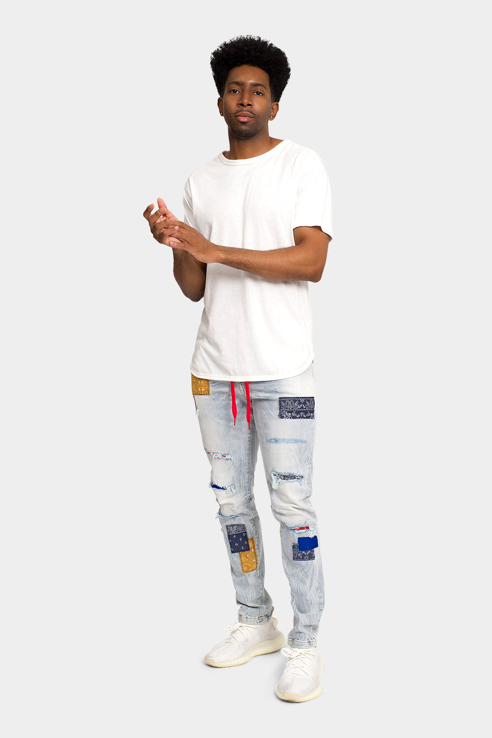 Shoe string belt threaded at the waist