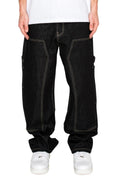 Black raw denim carpenter jeans