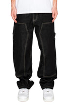 Black raw denim carpenter jeans